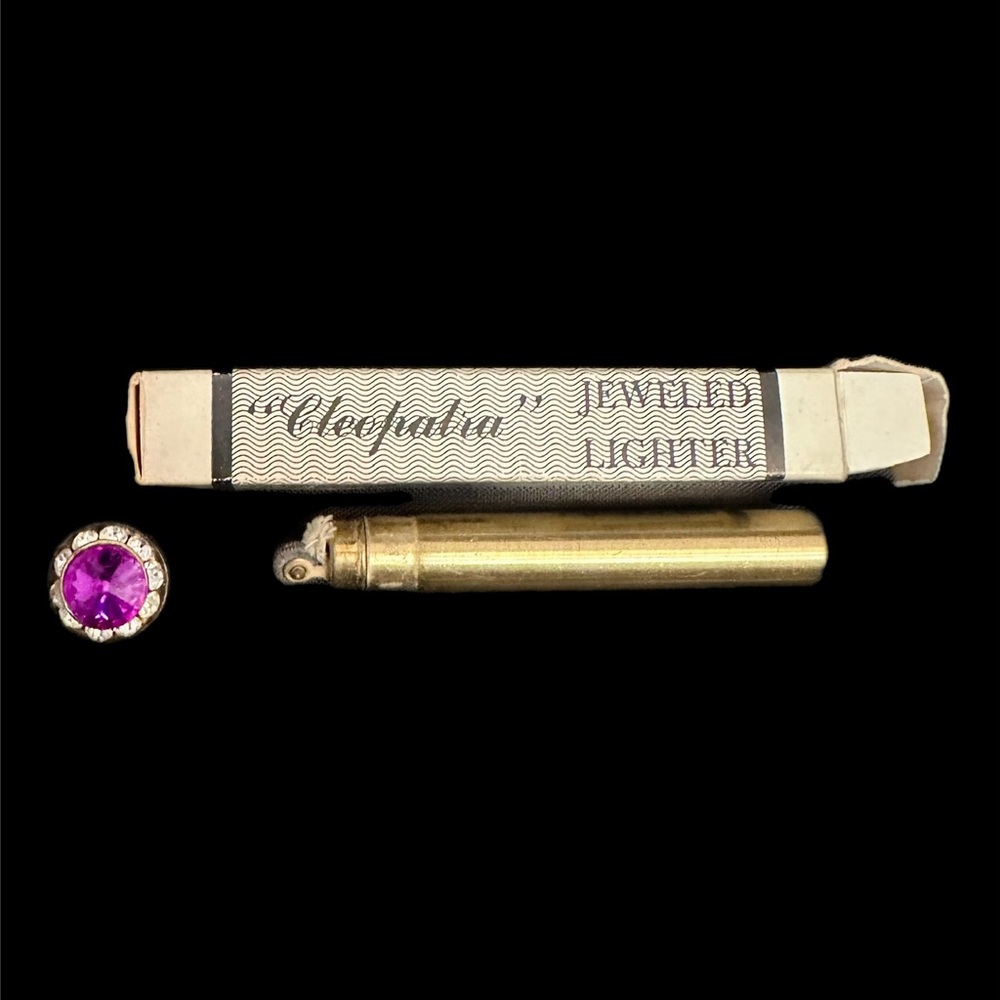 Vintage 1950s Cleopatra Lightr Purple Jewel & Crystal Rhinestones  in Box Works